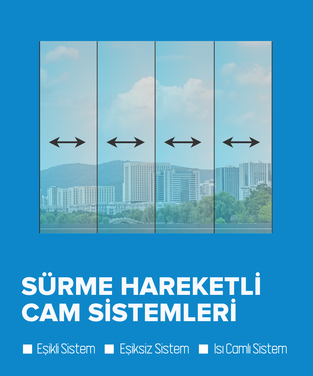 Sürgülü eşikli, Eşiksiz, Isı Camlı Hareketli Cam Balkon Kapama Sistemleri - vectro Glass Balcony System
