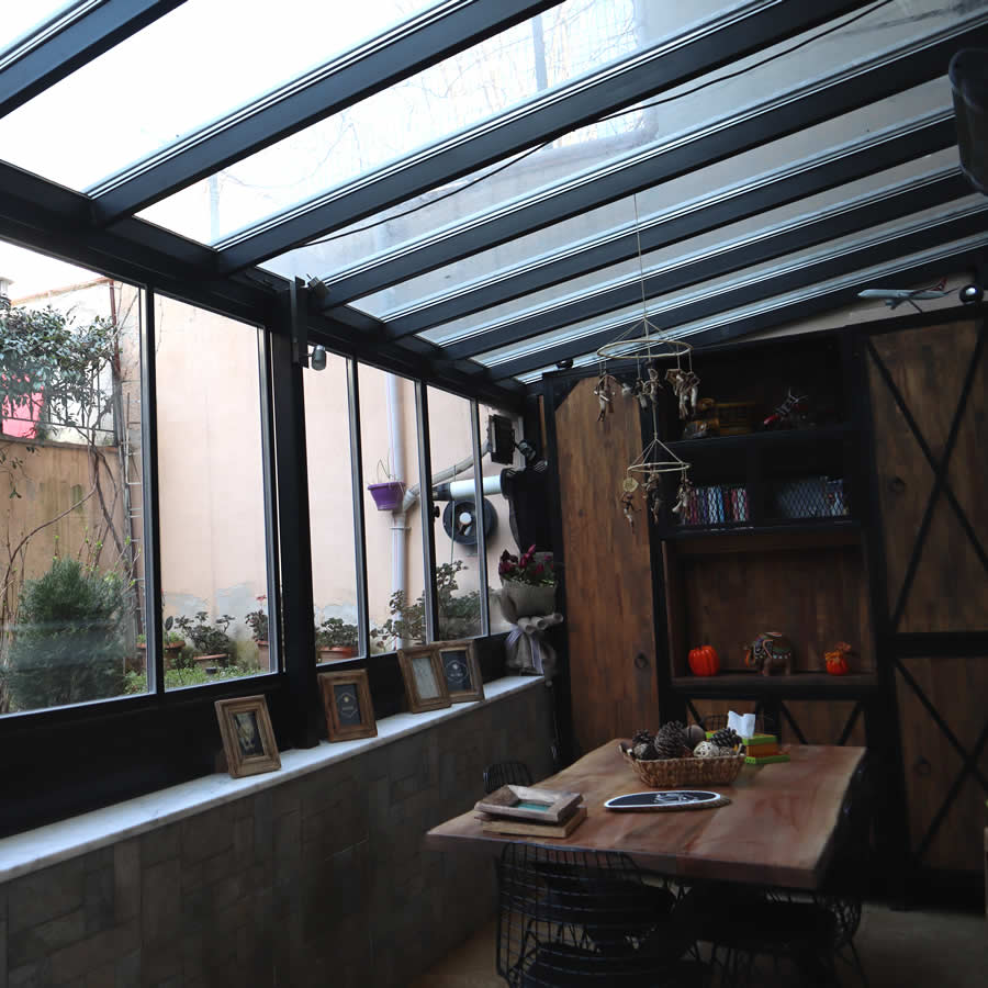 Kış Bahçesi, Hareketli pergola tente, sabit tavan Cam Kapama Sistemleri - Vectro